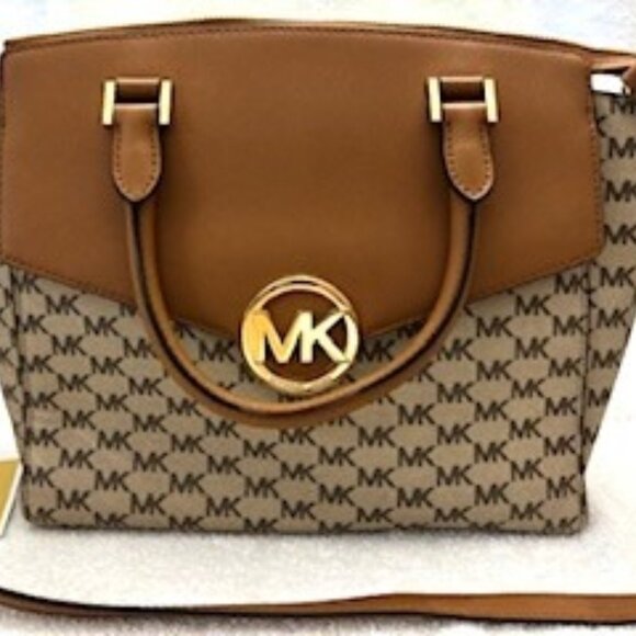Michael Kors "Hudson" large satchel in Natural/Acorn - Picture 1 of 14